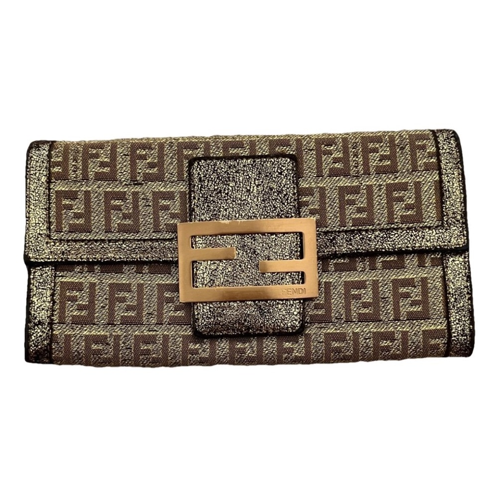 Fendi Brown Monogram Metallic Buckle Continental Wallet